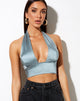 Afbeelding van Keiza Crop Top in Satijn Zilverblauw