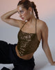 beeld van Ketida Crop Top in Drape Sequin Copper