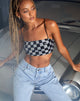 Afbeelding van Keyan Tube Top in Checkerboard Sequin Zwart en Zilver