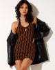 Afbeelding van Kezila Bodycon Jurk in Golvende Bloem Bruin