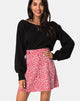 Afbeelding van Kheb A-lijn rok in Ditsy Rose Rood en Zilver