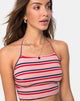 Afbeelding van Fonda Crop Top in 70s Stripe Roze Horizontaal
