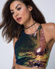 Afbeelding van Kingsley Crop Top in Viscale Pailletten Roze Olie