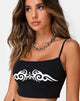 Afbeelding van Kini Crop Top in Zwart met Witte Tribal Opdruk
