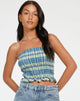 Afbeelding van Kiyo Bandeau Top in Colourpop Check Green and Blue