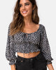 Afbeelding van Lancer Crop Top in Ditsy Rose Zwart