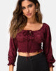 Afbeelding van Lancer Crop Top in Satijn Rose Bourgondië