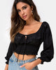 Afbeelding van Lancer Crop Top in Satin Rose Zwart