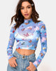 Afbeelding van Lara Top in Mesh Blauw Vlinder