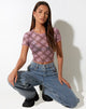 Afbeelding van Tiney Crop Top in Roze Vage Ruit