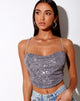 Afbeelding van Laxmi Crop Top in Drape Pailletten Zilver