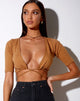 Afbeelding van Liena Crop Top in Rib Dark Tan