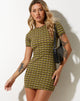 Afbeelding van Lilith Mini Dress in Chevron Greena