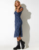Afbeelding van Lona Midi Dress in Flower Garden Blue