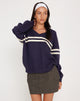 Afbeelding van Louna Trui in Peacoatblauw met Witte Streep