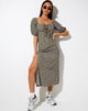 Afbeelding van Lourgia Midi Dress in Herfstbloesem Khaki