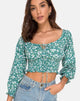 Afbeelding van Lancer Crop Top in Floral Field Green