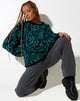 Afbeelding van Mably Trui in Jagged Swirl Groen en Zwart
