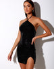 Afbeelding van Malida Mini Dress in Drape Sequin Zwart