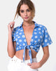 Afbeelding van Marleigh crop top in Daisy stempel hemelsblauw