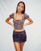 Afbeelding van Mazu Crop Top in Ditsy Rose Zwart