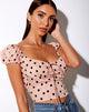 Afbeelding van Mazu Crop Top in New Polka Nude Zwart