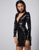 Afbeelding van Meli Jurk en Choker in Fishscale Pailletten Zwart Iridescent