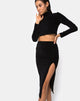 Afbeelding van Cheri Midi rok in Rib Zwart
