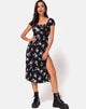 Afbeelding van Milla Midi Dress in White Rose Black