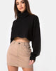 Afbeelding van Mini Broomy Rok in Tan met Zwart Stiksel