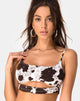 Afbeelding van Misda Crop Top in koeienhuid bruin en wit