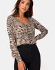 Afbeelding van Monty Longsleeve Top in 90s Zebra Taupe