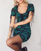 Afbeelding van Guenetta Mini Dress in Romantic Rose Flock Teal