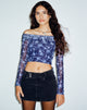 Afbeelding van Nagini Bardot Top met lange mouwen in marineblauw
