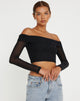 Afbeelding van Nagini Bardot Crop Top in Zwart