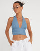 Afbeelding van Nanda Halter Top in Denim Stone Wash Blue