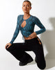 Afbeelding van Natta Lange Mouw Top in Optisch Polka Blauw