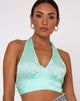 Afbeelding van Naya Crop Top in Satijn Zebra Aquamarijn