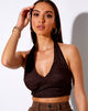 Afbeelding van Naya Crop Top in Satijn Zebra Bittere Chocolade