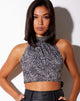 Afbeelding van Noela Rugloze Top in Abstract Croc Zwart