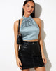 Afbeelding van NOELA TOP SATIN SILVER BLUE#41