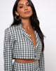 Afbeelding van Noly Cropped Blazer in Brandy Check Foam