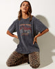 Afbeelding van Oversize Basic Tee in Black Wash Motorfietsen