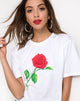 Afbeelding van Oversize Basic T-shirt in Wit met Roos