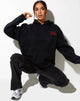Afbeelding van Oversize Hoodie in Black Angel Energy Lichtrood Embro