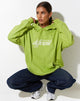 Afbeelding van Oversize Hoodie in Leaf Green Different Embro White