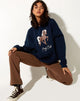 Afbeelding van Oversize Hoodie in Navy Pony Club Mix Embro