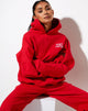 Afbeelding van Oversize Hoodie in Racing Red met Angel Energy Embro