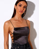 Afbeelding van Ozka Crop Top in Satijn Donkergrijs