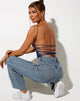 Afbeelding van Ozka Crop Top in Satijn Marine